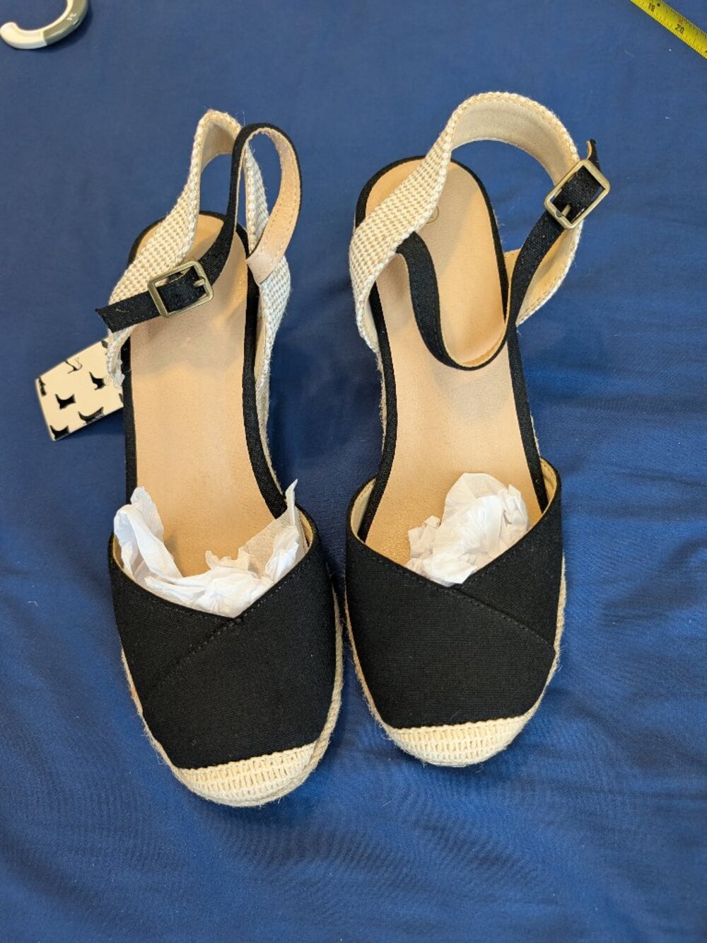 NWT black wedge closed-toe espadrille sandals - size 7.5